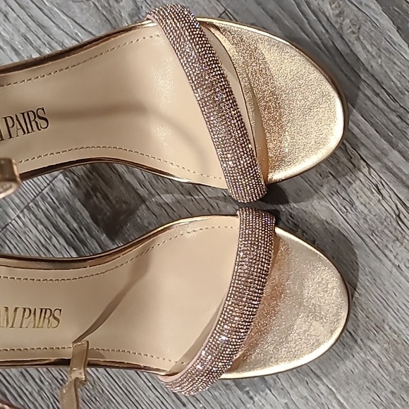 DREAM PAIRS Open Toe High Heels Stiletto Heeled Size 7 Champagne-rhinestone - Picture 6 of 8